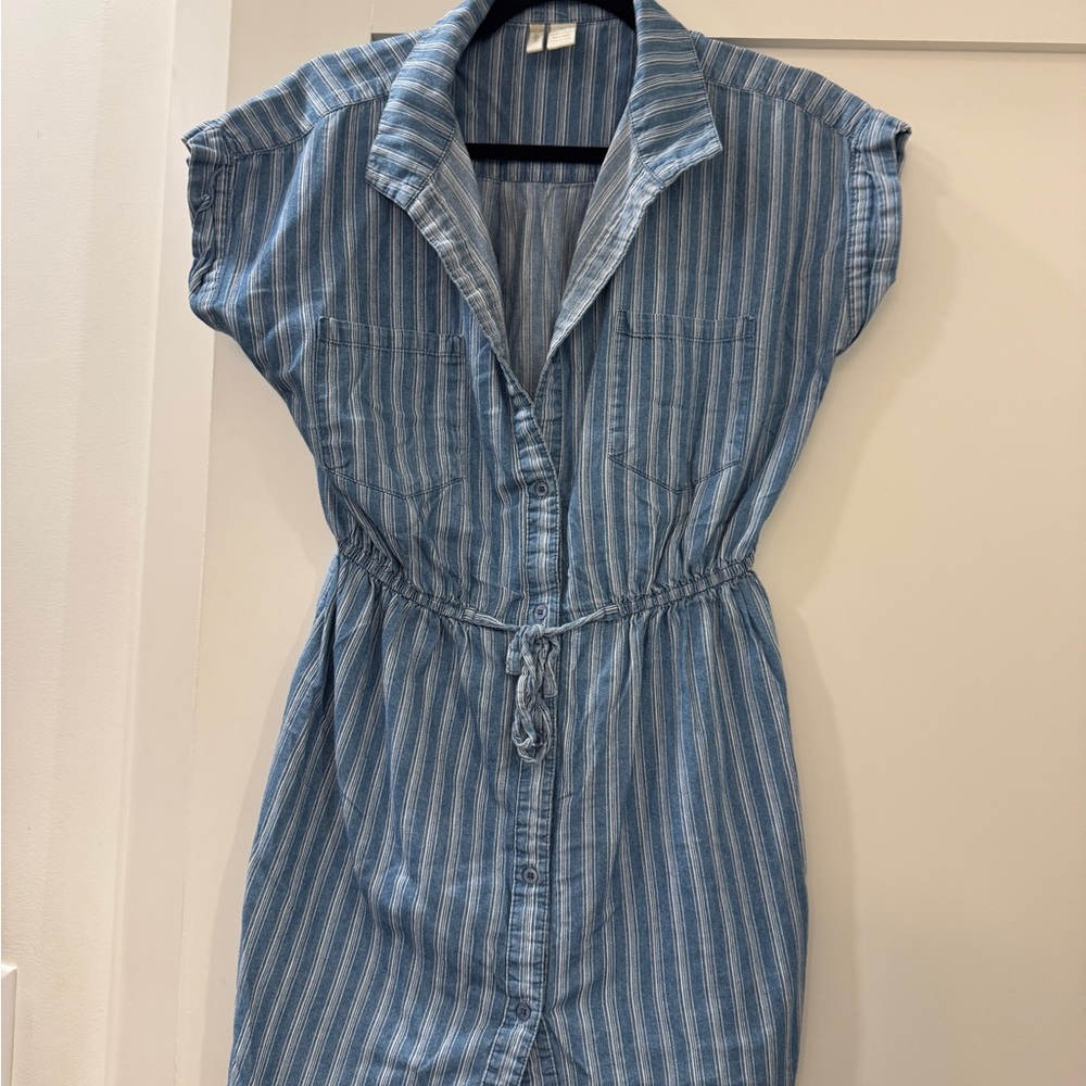 Japna Blue and White Striped Shirt Dress - Picture 1 of 4